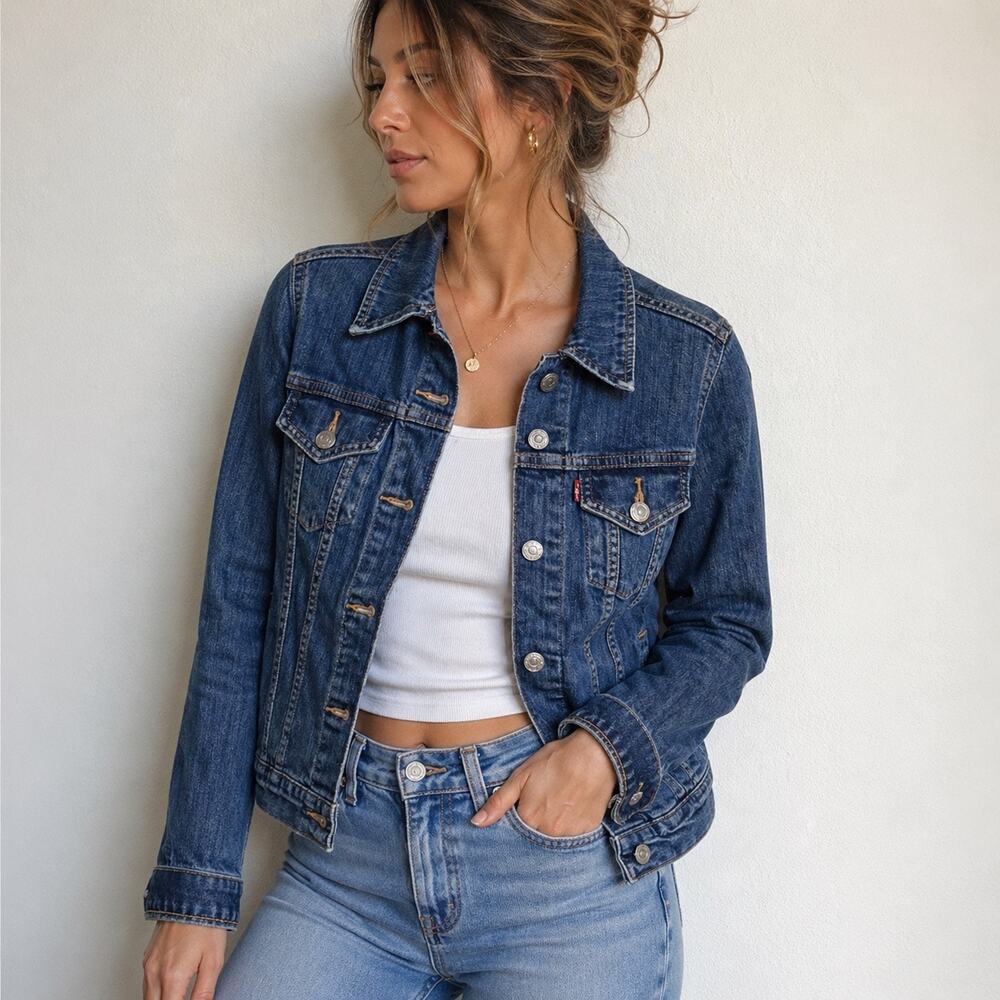 Levi’s Medium Wash Classic Denim Trucker Jacket Sz XS - Picture 10 of 12